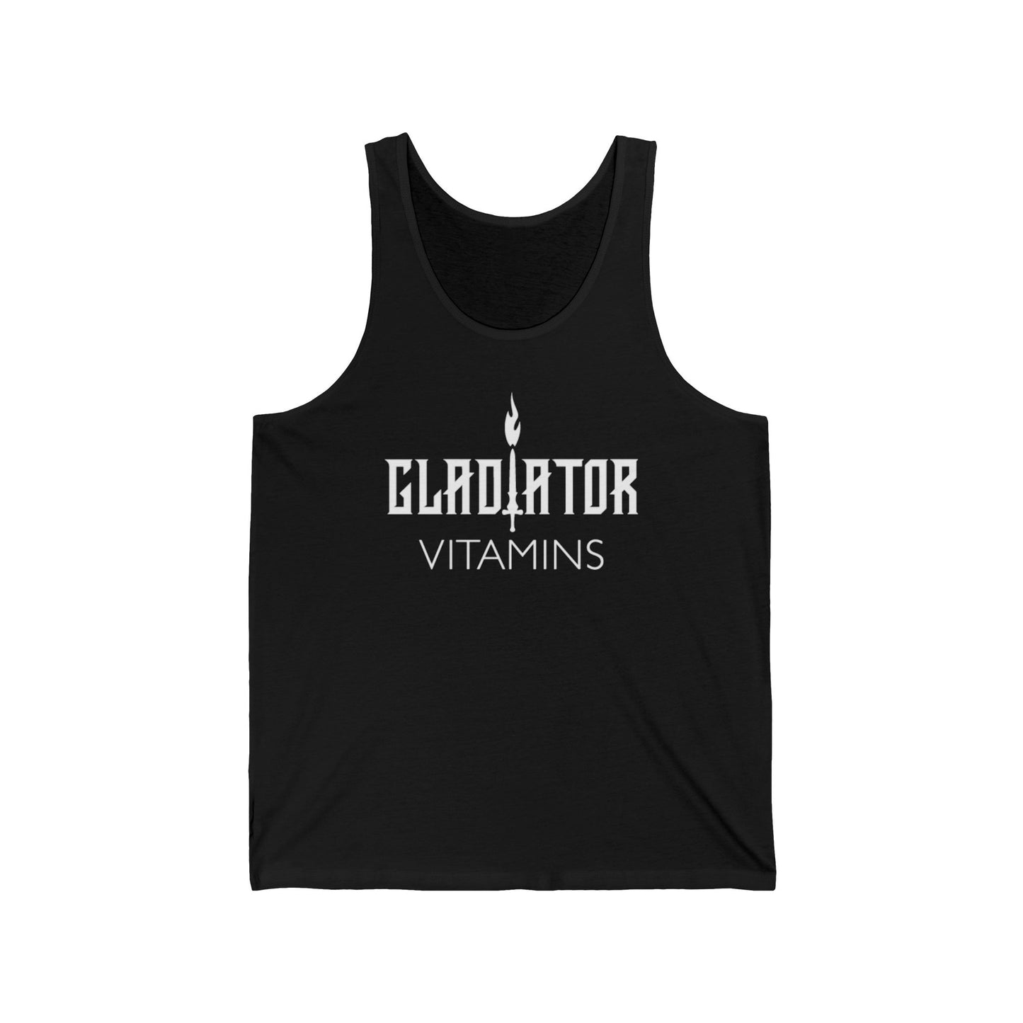 Gladiator Vitamins | Unisex Jersey Tank | Elevate your style with the Jersey Tank. Made from 100% Airlume cotton with a regular fit, it features a durable print, side seams, and tear-away label. | $26.99 | Gladiator Vitamins