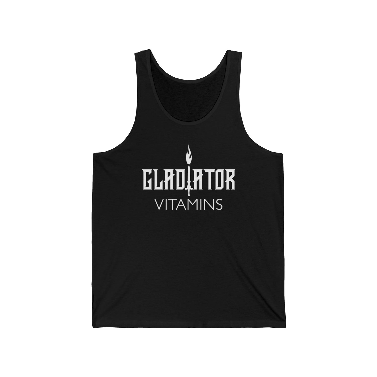 Gladiator Vitamins | Unisex Jersey Tank | Elevate your style with the Jersey Tank. Made from 100% Airlume cotton with a regular fit, it features a durable print, side seams, and tear-away label. | $26.99 | Gladiator Vitamins