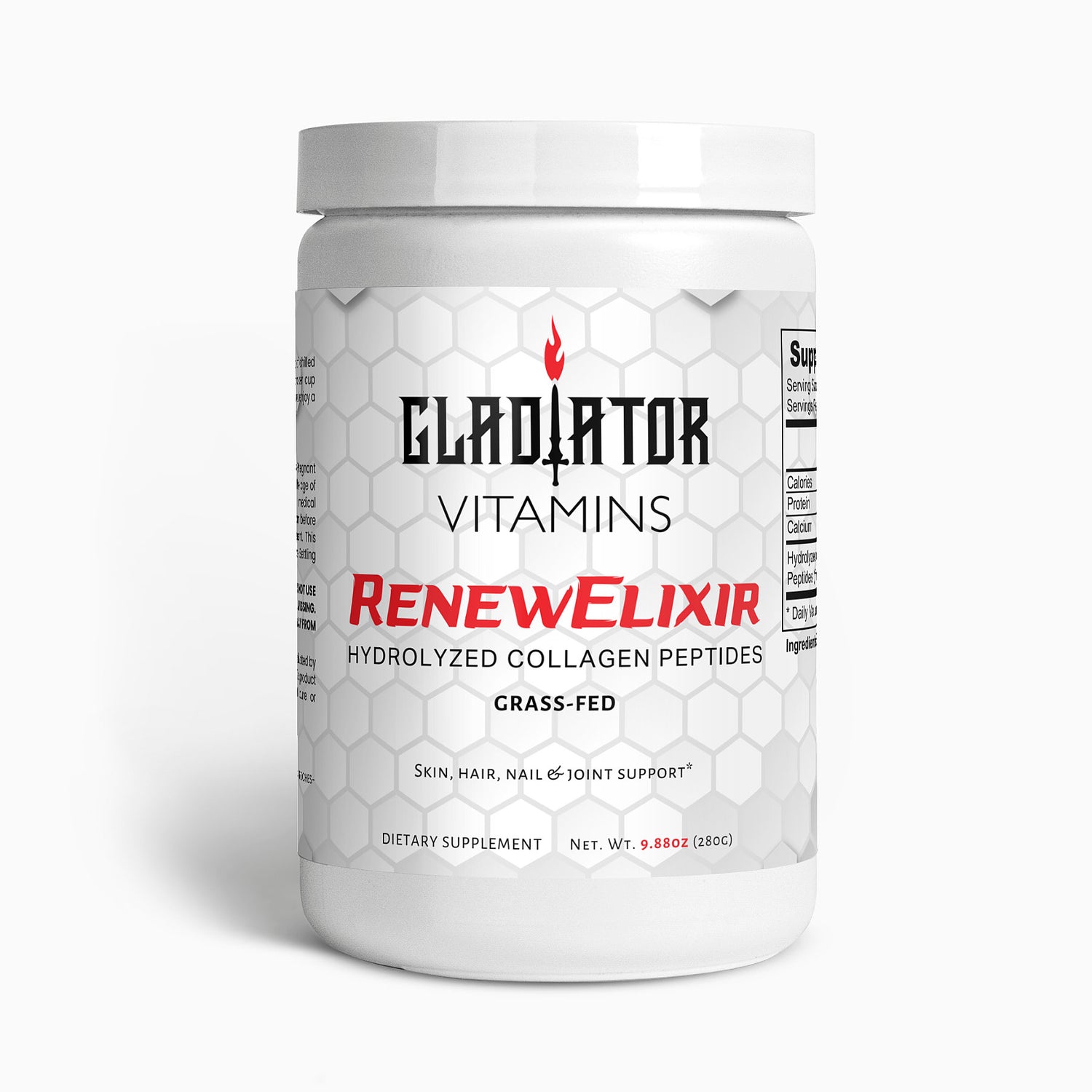 RenewElixir | Collagen Peptides (Grass-fed) (Unflavored) | Enhance well-being with RenewElixir– grass-fed, hydrolyzed collagen rich in essential amino acids to support skin, joints, and overall health. | $30.99 | Gladiator Vitamins