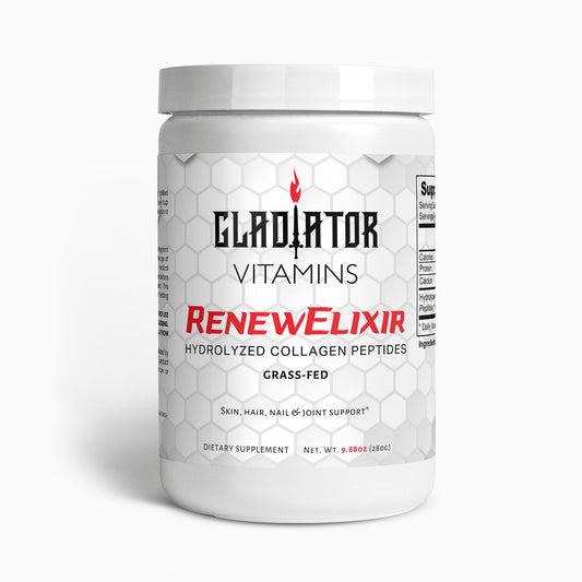 RenewElixir | Collagen Peptides (Grass-fed) (Unflavored) | Enhance well-being with RenewElixir– grass-fed, hydrolyzed collagen rich in essential amino acids to support skin, joints, and overall health. | $30.99 | Gladiator Vitamins