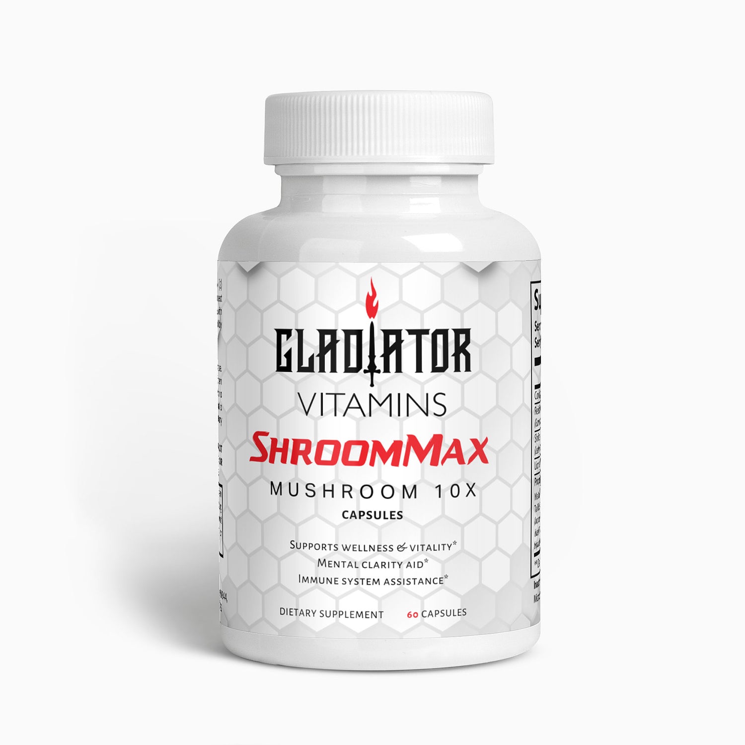 ShroomMax | Mushroom 10X Complex | Fuel your well-being with ShroomMax. Blend of Chaga, Cordyceps, Reishi, and Lion’s Mane supports brain health, strengthens immunity, and helps manage stress. | $22.99 | Gladiator Vitamins