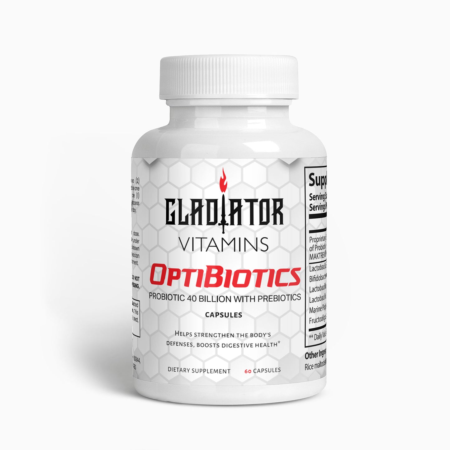 OptiBiotics | Probiotic 40 Billion with Prebiotics | Elevate Your Gut Health with OptiBiotics Probiotic 40 Billion with Prebiotics – 4 probiotic strains and prebiotics for a thriving gut and holistic wellness. | $24.99 | Gladiator Vitamins