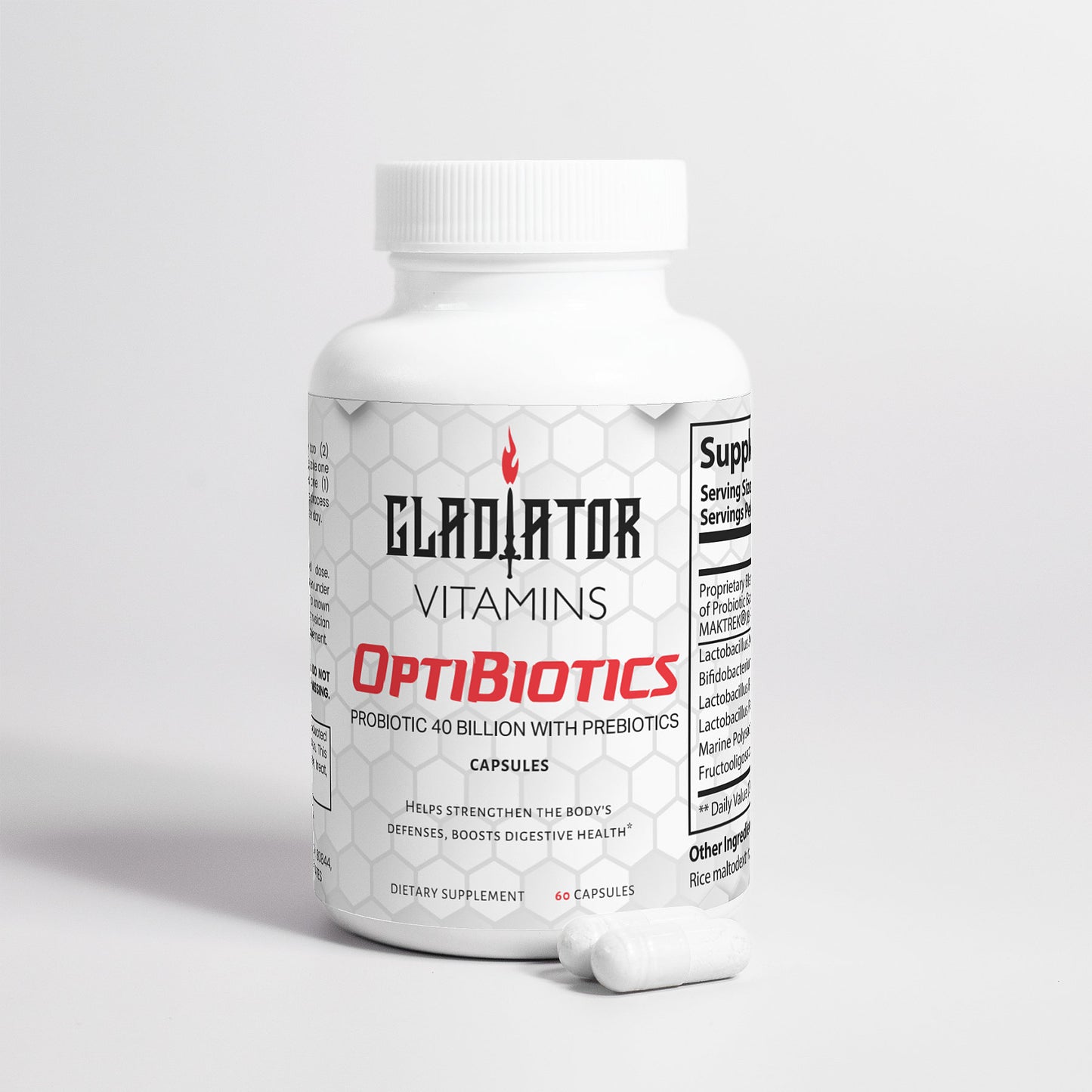 OptiBiotics | Probiotic 40 Billion with Prebiotics | Elevate Your Gut Health with OptiBiotics Probiotic 40 Billion with Prebiotics – 4 probiotic strains and prebiotics for a thriving gut and holistic wellness. | $24.99 | Gladiator Vitamins