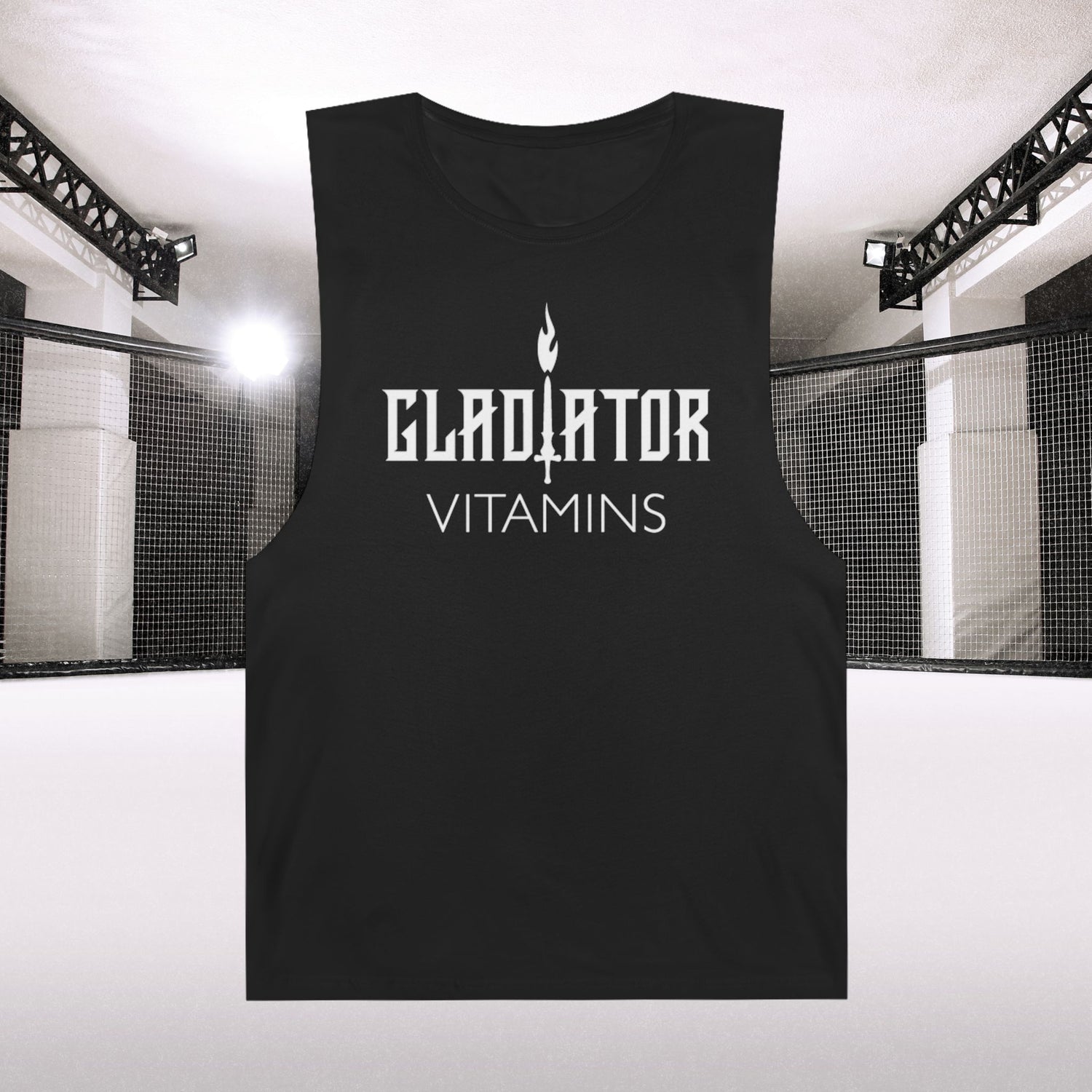 Gladiator Vitamins | Unisex Cut-Off Tank | Get the ultimate gym look with this Cut-Off Tank. 100% cotton, it features raw armhole edges and a light, breathable fabric for comfort and style. | $27.99 | Gladiator Vitamins