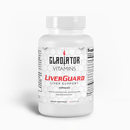 LiverGuard | Liver Support - Natural Detox & Regeneration | Support liver health with LiverGuard. Formulated with Turmeric, beetroot, and Milk Thistle, this daily supplement enhances liver function and detoxification. | $24.99 | Gladiator Vitamins