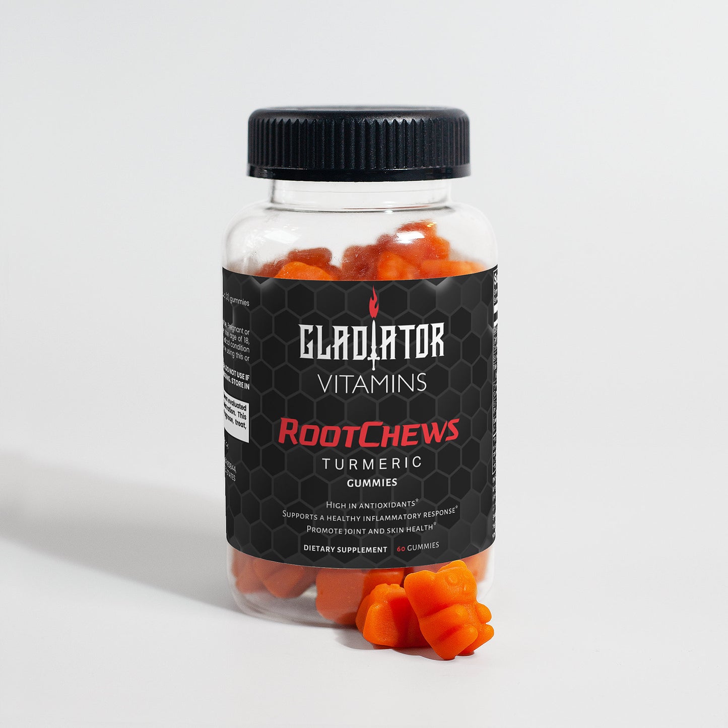 RootChews | Turmeric Gummy Bears | Supports joint health, reduces inflammation, and boosts immunity with natural turmeric extract. Ideal for active lifestyles and overall wellness. | $24.99 | Gladiator Vitamins