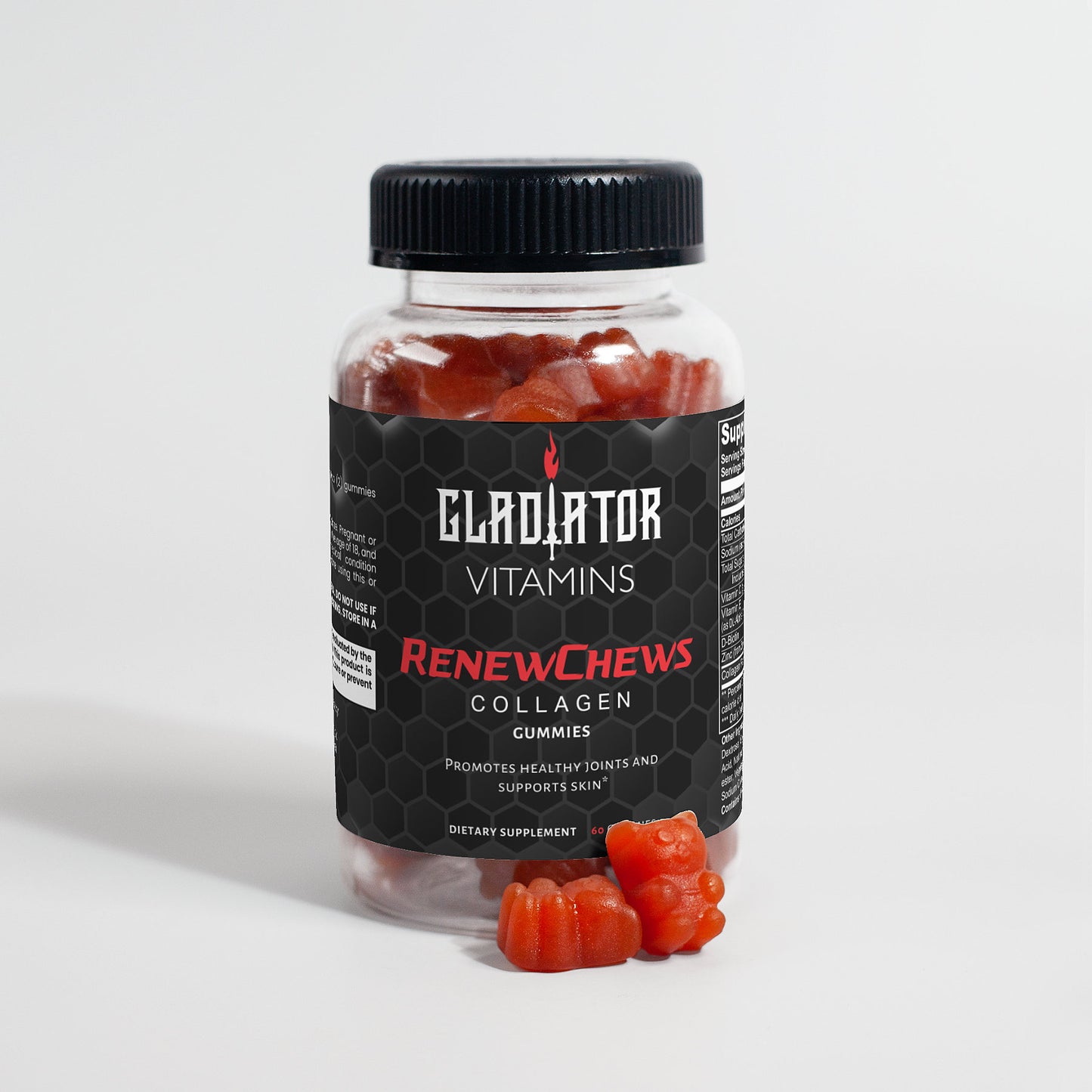 RenewChews | Collagen Gummies (Adult) | Indulge in RenewChews Collagen Gummies: a delicious, healthy snack packed with protein, collagen, and Vitamin C for enhanced bone and joint strength. | $24.99 | Gladiator Vitamins