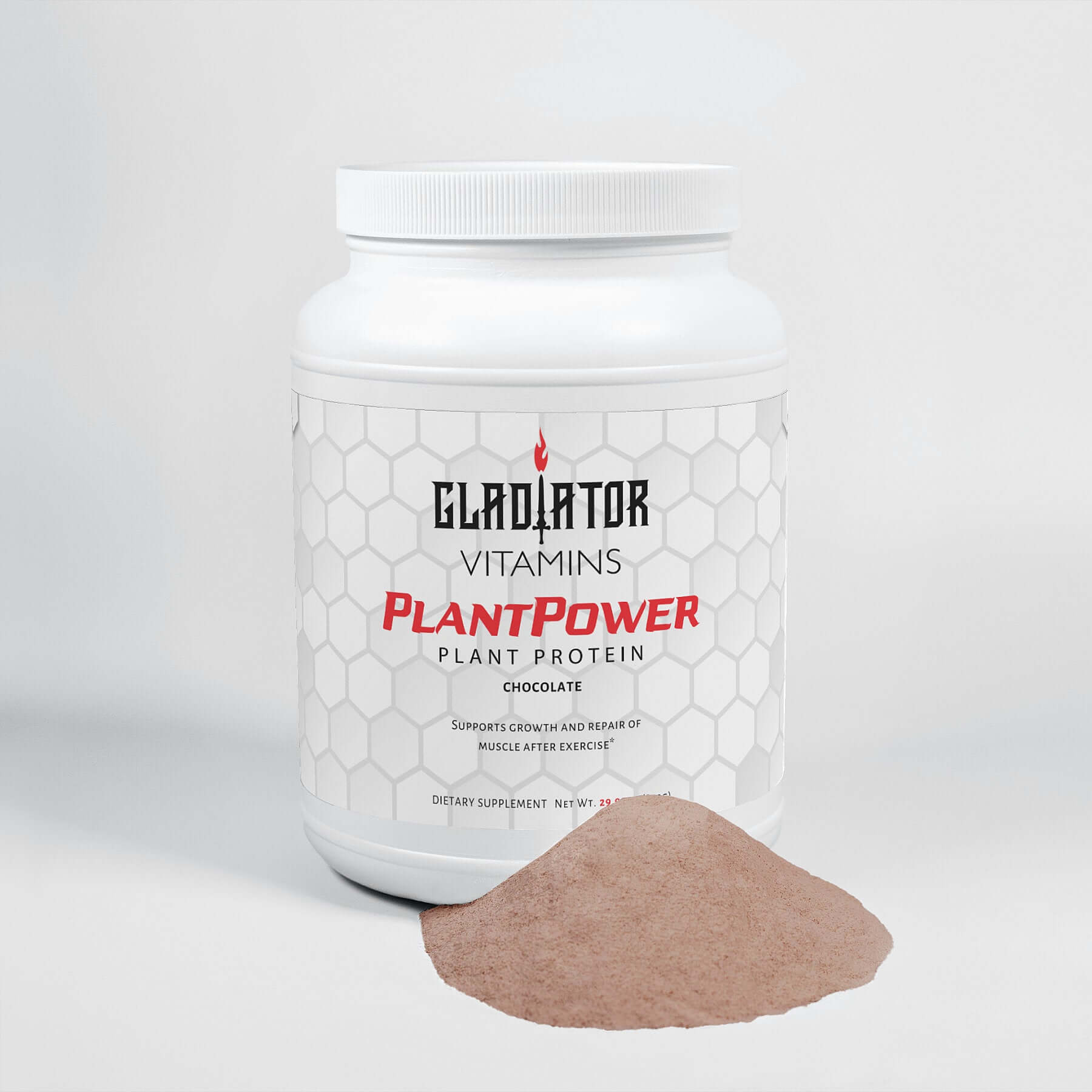 PlantPower | Vegan Protein (Chocolate) | 21g plant protein for muscle growth, digestion support, & weight management. Chocolate flavor, gluten & soy-free, with MCT for energy & metabolism. | $44.99 | Gladiator Vitamins