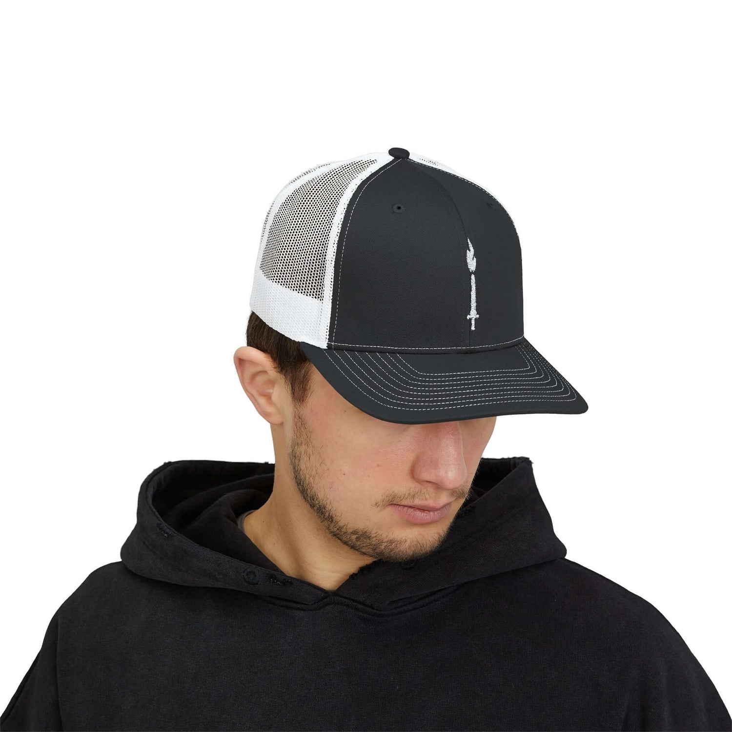 Gladiator Vitamins | Snapback | Trucker Cap | Gladiator Vitamins Snapback Trucker Cap in all black or black/white. Features breathable mesh for style and comfort. Perfect for everyday wear! | $29.99 | Gladiator Vitamins